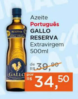 Supermercados Mundial Azeite Português GALLO RESERVA Extravirgem 500ml oferta