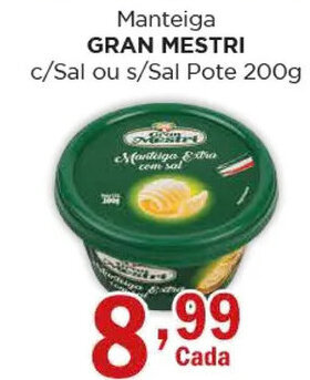 Manteiga GRAN MESTRI c/Sal ou s/Sal Pote 200g