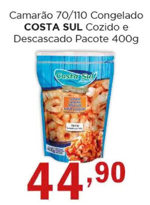 Supermercados Mundial Camarão 70/110 Congelado Costa Sul oferta