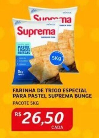 Assaí Atacadista FARINHA DE TRIGO ESPECIAL PARA PASTEL SUPREMA BUNGE PACOTE 5KG oferta
