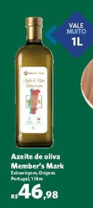 Sam's Club Azeite de oliva Member's Mark Extravirgem, Origens Portugal, 1 litro oferta