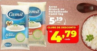 Rede uniforça Arroz Branco ou Parbollizado Camil 1kg oferta