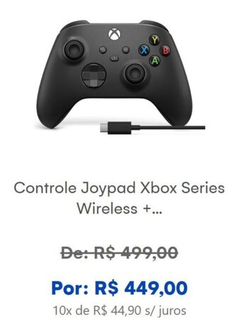Controle Joypad Xbox Series Wireless +...