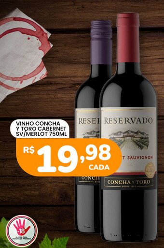 Supermercado Bergamini VINHO CONCHA Y TORO CABERNET SV/MERLOT 750ML oferta