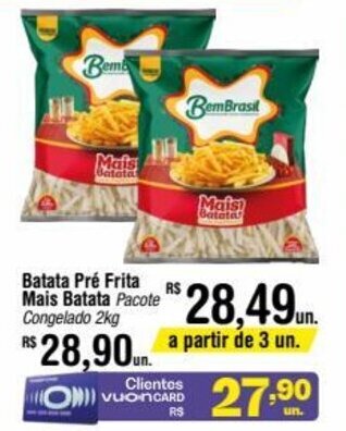 Fort Atacadista Batata Pré Frita Mais Batata Pacote Congelado 2kg oferta