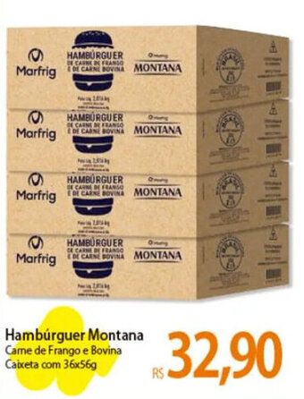 Atacadão Hambúrguer Montana Came de Frango e Bovina Caixeta com 36x56g oferta
