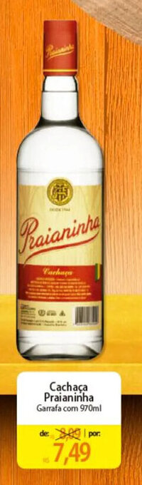Atacadão Cachaça Praianinha Garrafa com 970ml oferta