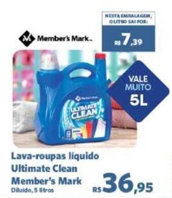 Sam's Club Lava-roupas liquido Ultimate Clean Member's Mark Diluido, 5 litros oferta