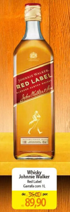 Atacadão Whisky Johnnie Walker Red Label Garrafa com 1L oferta