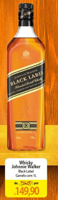 Atacadão Whisky Johnnie Walker Black Label Garrafa com 1L oferta