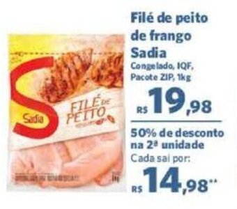 Sam's Club Filé de peito de frango Sadia Congelado, IQF, Pacote ZIP, 1kg oferta