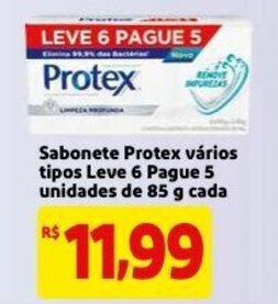 Mercado Extra Sabonete Protex varios tipos Leve 6 Pague 5 unidades de 85g cada oferta