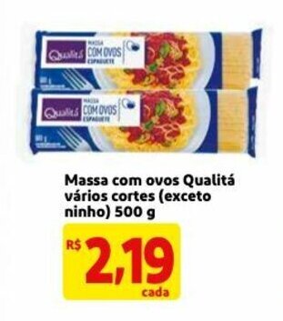 Mercado Extra Massa com ovos Qualita varios cortes (exceto ninho) 500g oferta
