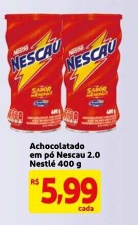 Achocolatado em po Nescau 2.0 Nestle 400g