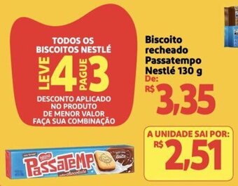 Extra Supermercado Biscoito recheado Passatempo Nestlé 130 g oferta