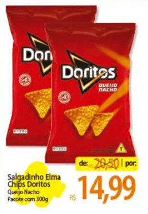 Atacadão Salgadinho Elma Chips Doritos Queijo Nacho Pacote com 300g oferta
