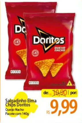 Atacadão Salgadinho Elma Chips Doritos Queijo Nacho Pacote com 140g oferta
