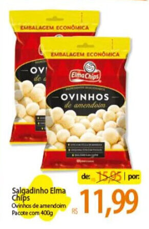 Atacadão Salgadinho Elma Chips Ovinhos de amendoim Pacote com 400g oferta