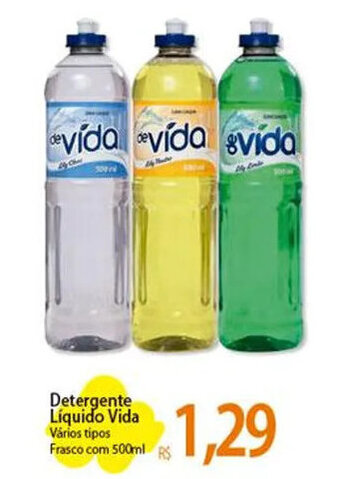 Atacadão Detergente Líquido Vida Vários tipos Frasco com 500ml oferta