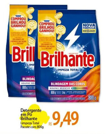 Atacadão Detergente em Po Brilhante Limpeza Total Pacote com 800g oferta