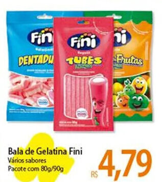 Atacadão Bala de Gelatina Fini Vários sabores Pacote com 80g/90g oferta