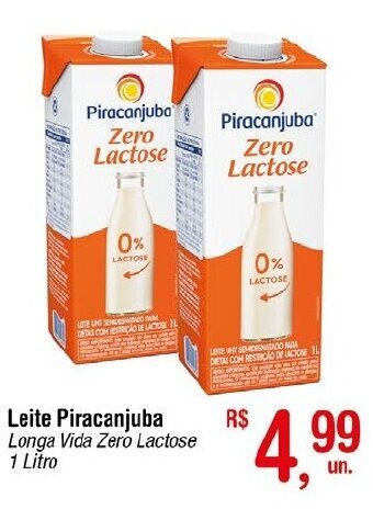 Fort Atacadista Leite Piracanjuba Longa Vida Zero Lactose 1 Litro oferta