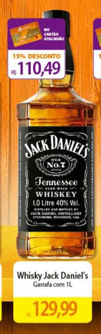 Atacadão Whisky Jack Daniel's Garrafa com 1L oferta