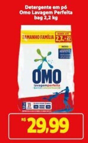 Extra Supermercado Detergente em pó Omo Lavagem Perfeita bag 2,2 kg oferta