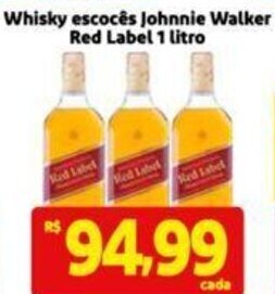 Extra Supermercado Whisky escocês Johnnie Walker Red Label 1 litro oferta