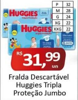 Rede Krill Fralda Descartável Huggies Tripla Proteção Jumbo oferta