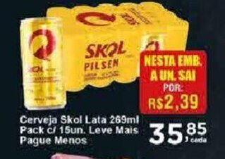 Rossi Supermercado Cerveja Skol Lata 269ml Pack of 15un. Leve Mais Pague Menos oferta