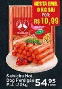 Rossi Supermercado Salsicha Hot Dog Perdigão Pct. c/ 5kg oferta