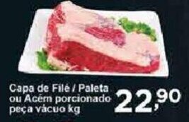 Rossi Supermercado Capa de Filé / Paleta ou Acém porcionado peça vácuo kg oferta