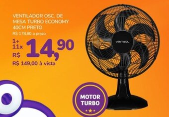 VENTILADOR OSC. DE MESA TURBO ECONOMY 40CM PRETO