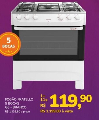 FOGÃO FRATELLO 5 BOCAS G6-BRANCO
