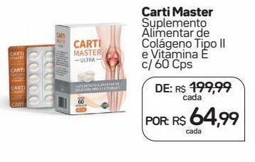 Carti master suplemento alimentar de colágeno tipo ii e ác. hialurônico  c/60 cps oferta na Drogal