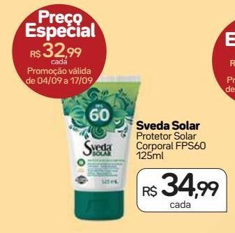 Drogal Protetor solar corporal sveda solar fps 60 125ml oferta