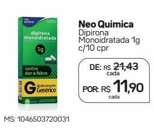 Drogal Neo quimica dipirona monoidratada 1g c/10 cpr oferta