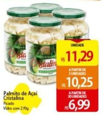 Palmito de Açaí Cristalina Picado Vidro com 270g