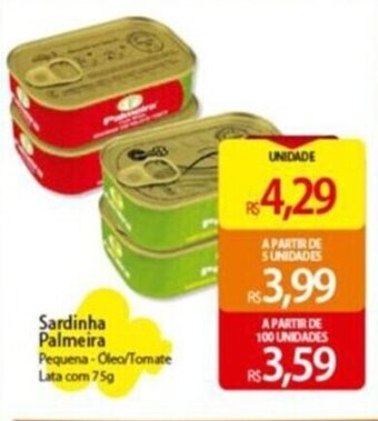Atacadão Sardinha Palmeira Pequena-Oleo/Tomate Lata com 75g oferta