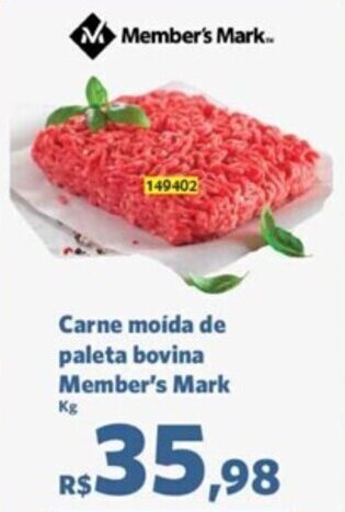 Sam's Club Carne moída de paleta bovina Member's Mark Kg oferta