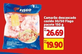 Extra Supermercado Camarão descascado cozido 30/50 Fisgo pacote 150 g oferta
