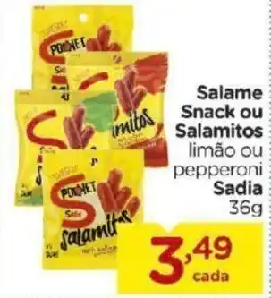 Carrefour Bairro Salame Snack ou Salamitos ou Sadia 36g oferta
