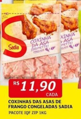 Assaí Atacadista COXINHAS DAS ASAS DE FRANGO CONGELADAS SADIA PACOTE IQF ZIP 1KG oferta