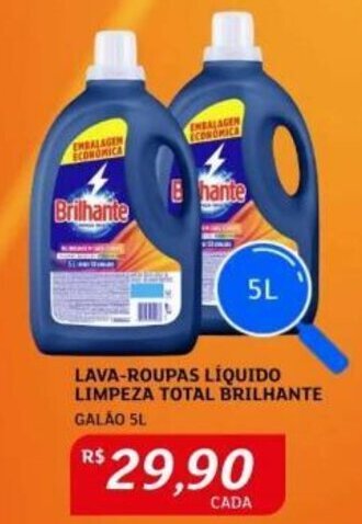 LAVA-ROUPAS LÍQUIDO LIMPEZA TOTAL BRILHANTE GALÃO 5L