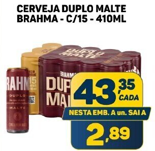 Dom Atacadista CERVEJA DUPLO MALTE BRAHMA - C/15 - 410ML oferta