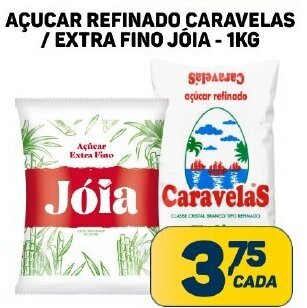 Dom Atacadista AÇUCAR REFINADO CARAVELAS/ EXTRA FINO JOIA - 1KG oferta
