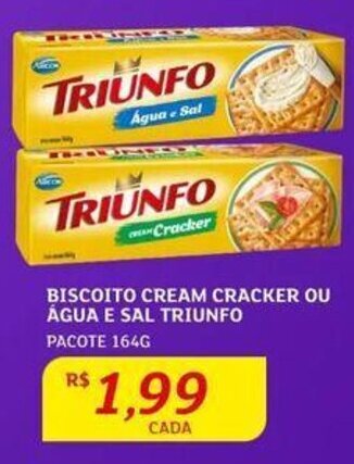 Assaí Atacadista BISCOITO CREAM CRACKER OU ÁGUA E SAL TRIUNFO PACOTE 164G oferta