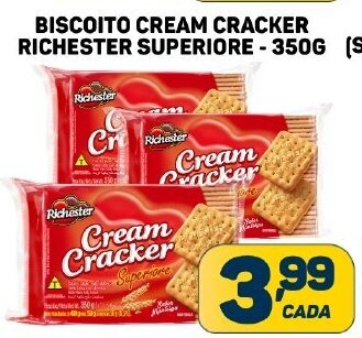 BISCOITO CREAM CRACKER RICHESTER SUPERIORE - 350G
