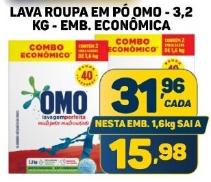 Dom Atacadista LAVA ROUPA EM PÓ OMO - 3,2 KG-EMB. ECONÔMICA oferta